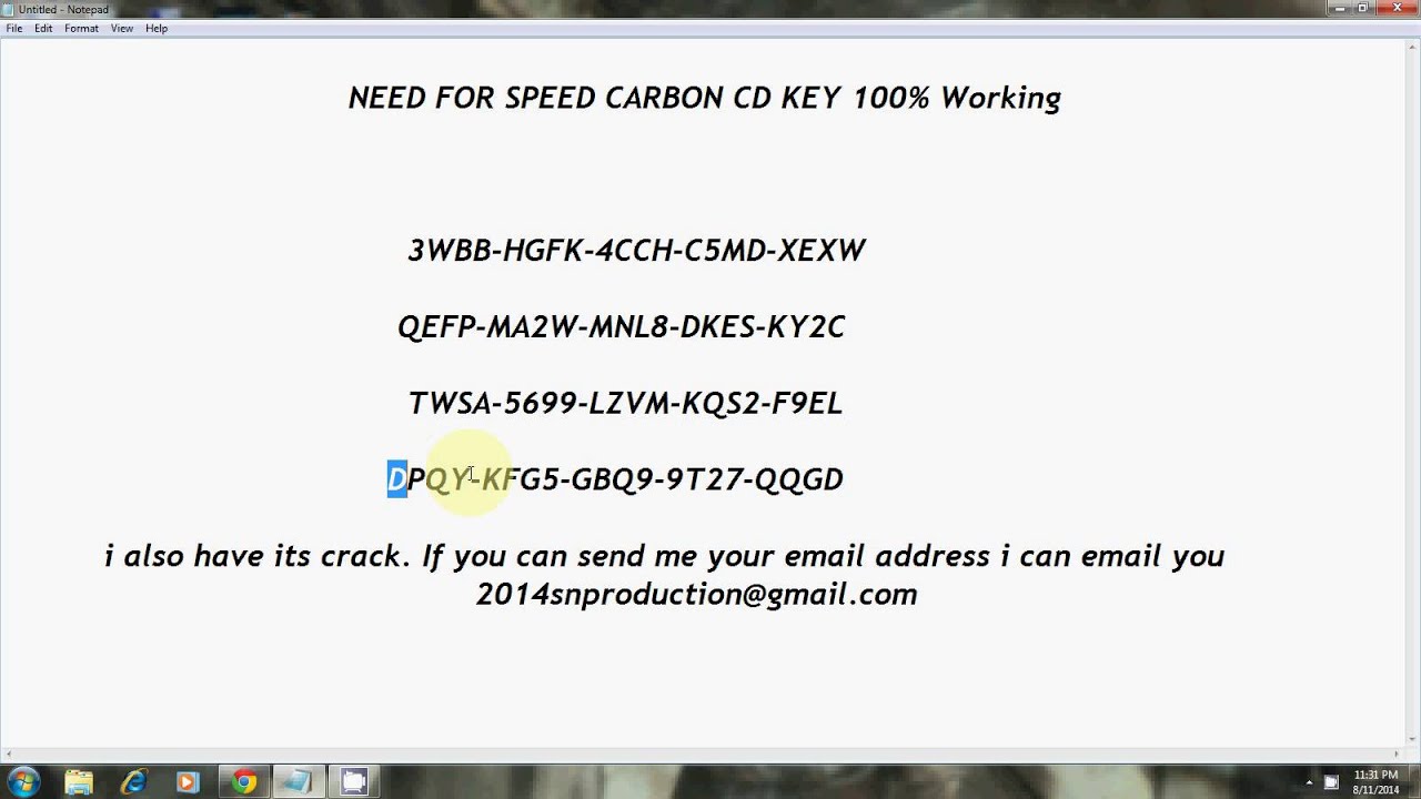 need for speed carbon activation key